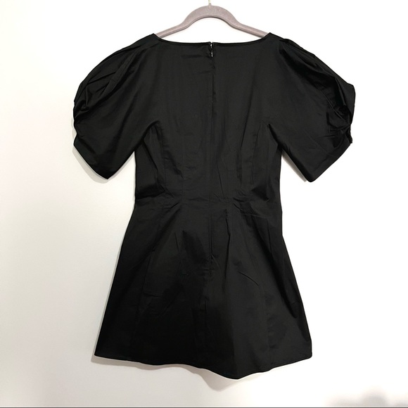 NWOT C/MEO Collective Corset Bodice Mini Puff Sleeve Black Dress MSRP $269 - Picture 7 of 11